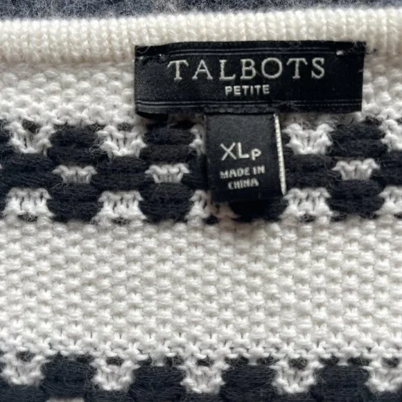 Talbots Cardigan XL Petite Black and White 98% Cotton - Picture 4 of 7